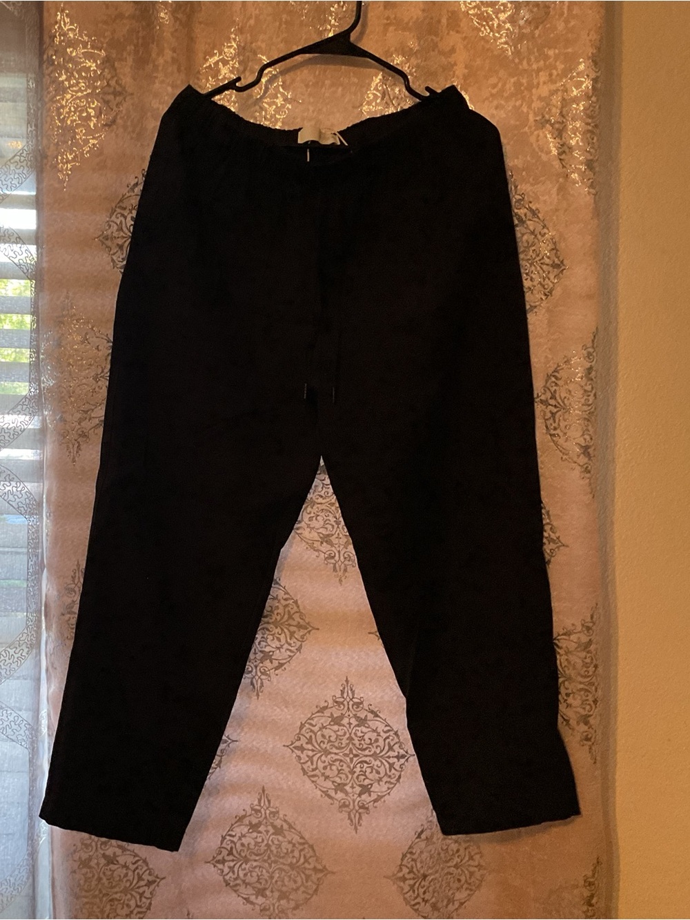 Black Zara Women's Drawstring Linen Pants